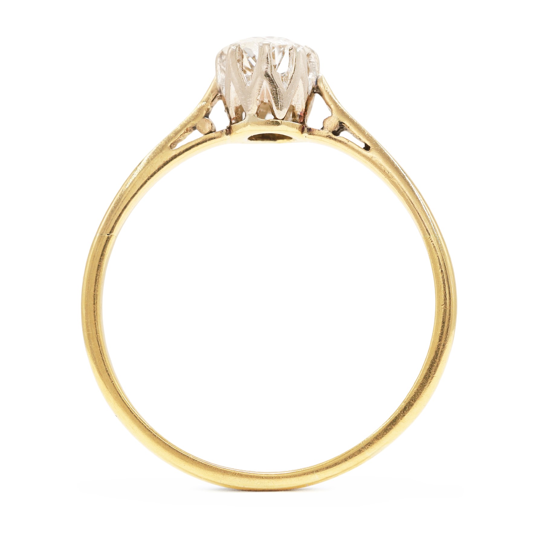 Early 20th century gold diamond ring, set with a single old cut diamond of approx 0.30 carat, stamped 18ct