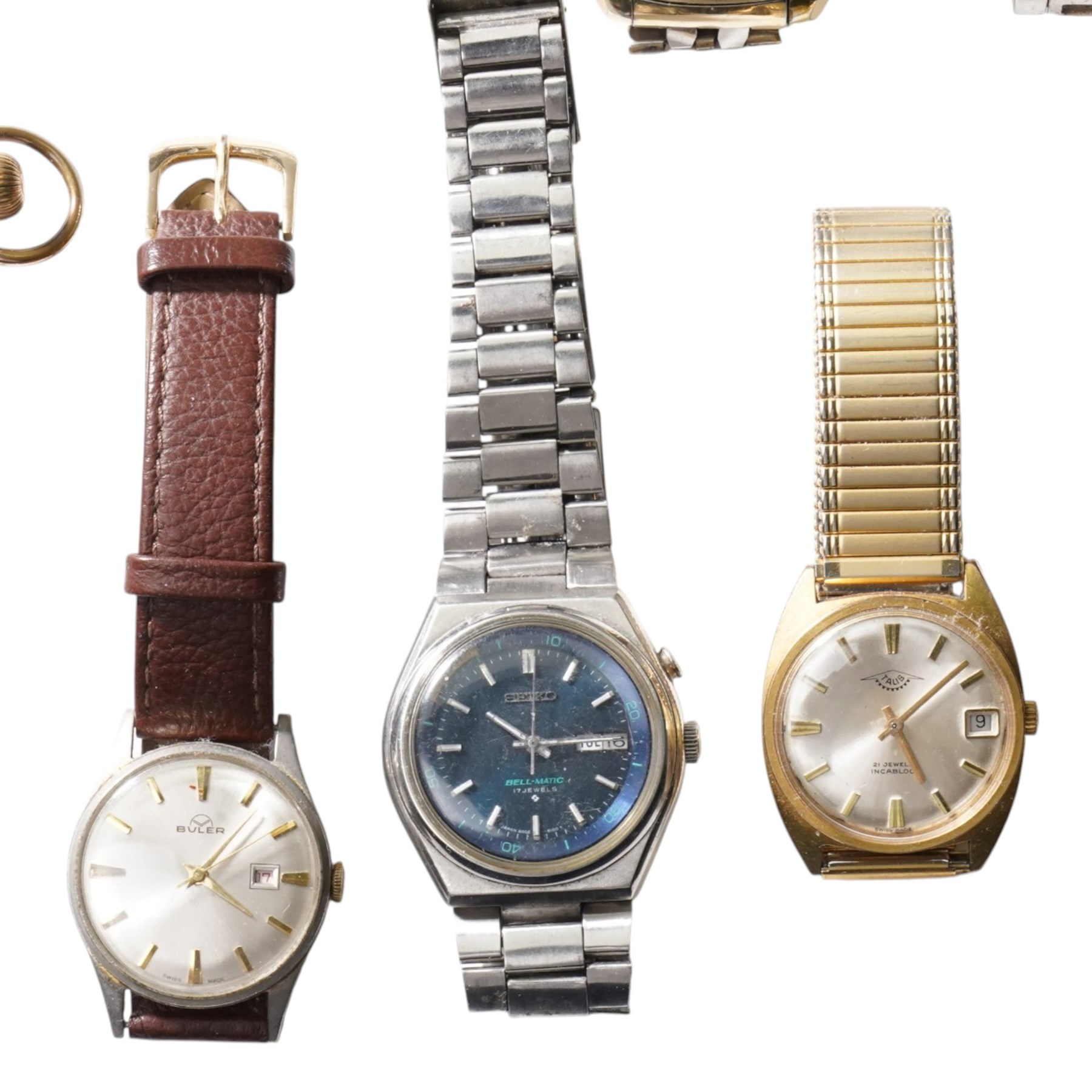 Collection of wristwatches and pocket watches including Seiko, Talis, Jeep, Waltham etc