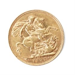 King Edward VII 1907 gold full sovereign coin