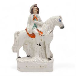 Victorian and later Staffordshire flatbacks, spill vases and figures including 'Gipsy Boy', two modelled as 'Marquess of Lorne and Princess Louise', 'Uncle Tom & Eva', 'Paul & Virginia' and other models, H33cm max (12)