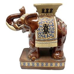 Oriental style ceramic garden seat in the form of an elephant, H55cm