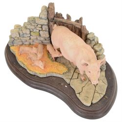 Eight Border Fine Arts pig figures, including Leave Some for Me, model A9792, Upsetting the Apple Cart, model A7935, Hog Heaven, model A1015 etc