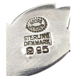 Georg Jensen silver floral brooch No. 295, London import marks 1959, in modern box