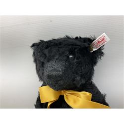 Steiff Special Edition Prince Charles black bear, with HRH coat of arms on foot and growler mechanism, with white tag ear label, in original box, together with Steiff 'Yorkshire Tyke' bear with rose on foot