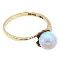  9ct gold single stone opal ring, hallmarked  