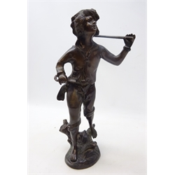  'The Grape Picker' bronze model after Moreau, inscribed signature to base, H36cm   