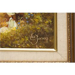 Les Parson (British 1945-): Children Playing in a Flourishing Garden, pair of oils on canvas signed 24.5cm x 29.5cm and 29.5cm x 24.5cm (2)