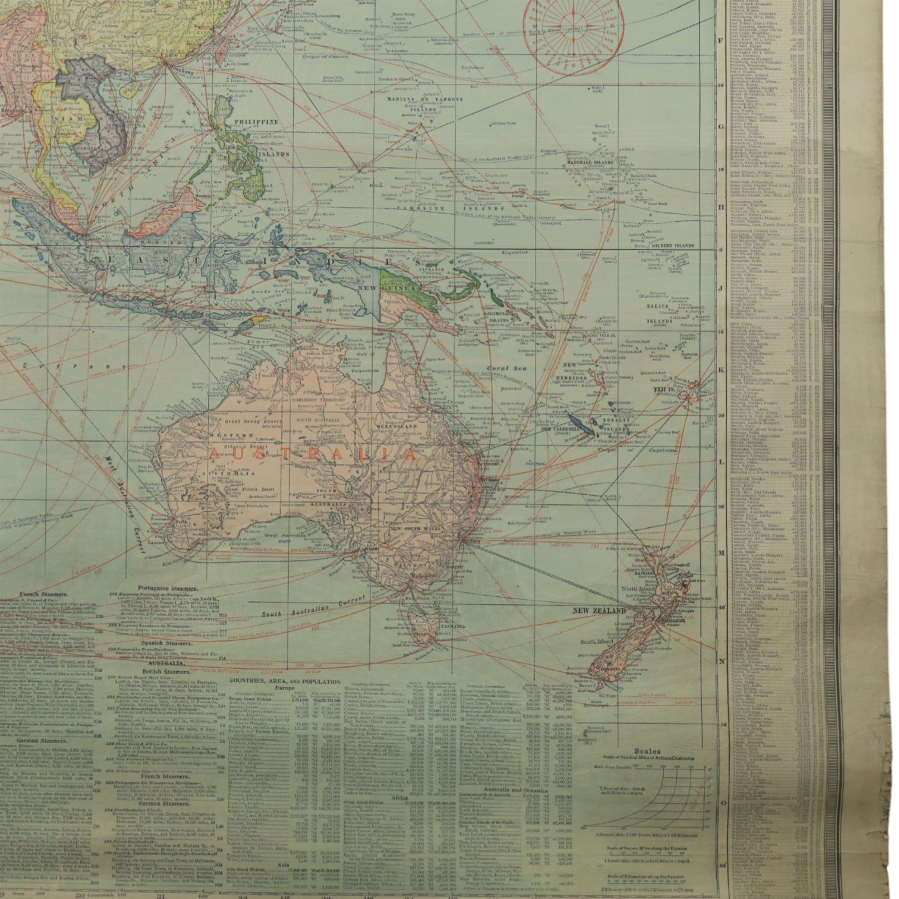 The Scarborough Company (London c.1907): 'Scarborough's Map of the World', double-sided rolled map on waxed silk, showing North America and South America recto, and Europe, Asia, Africa and Australasia verso, 101cm x 101cm