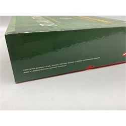 Corgi Eddie Stobart - two limited edition sets; CC99155 'Scania @ Stobart'; and CC86610 'The Eddie Stobart Story'; both boxed (2)