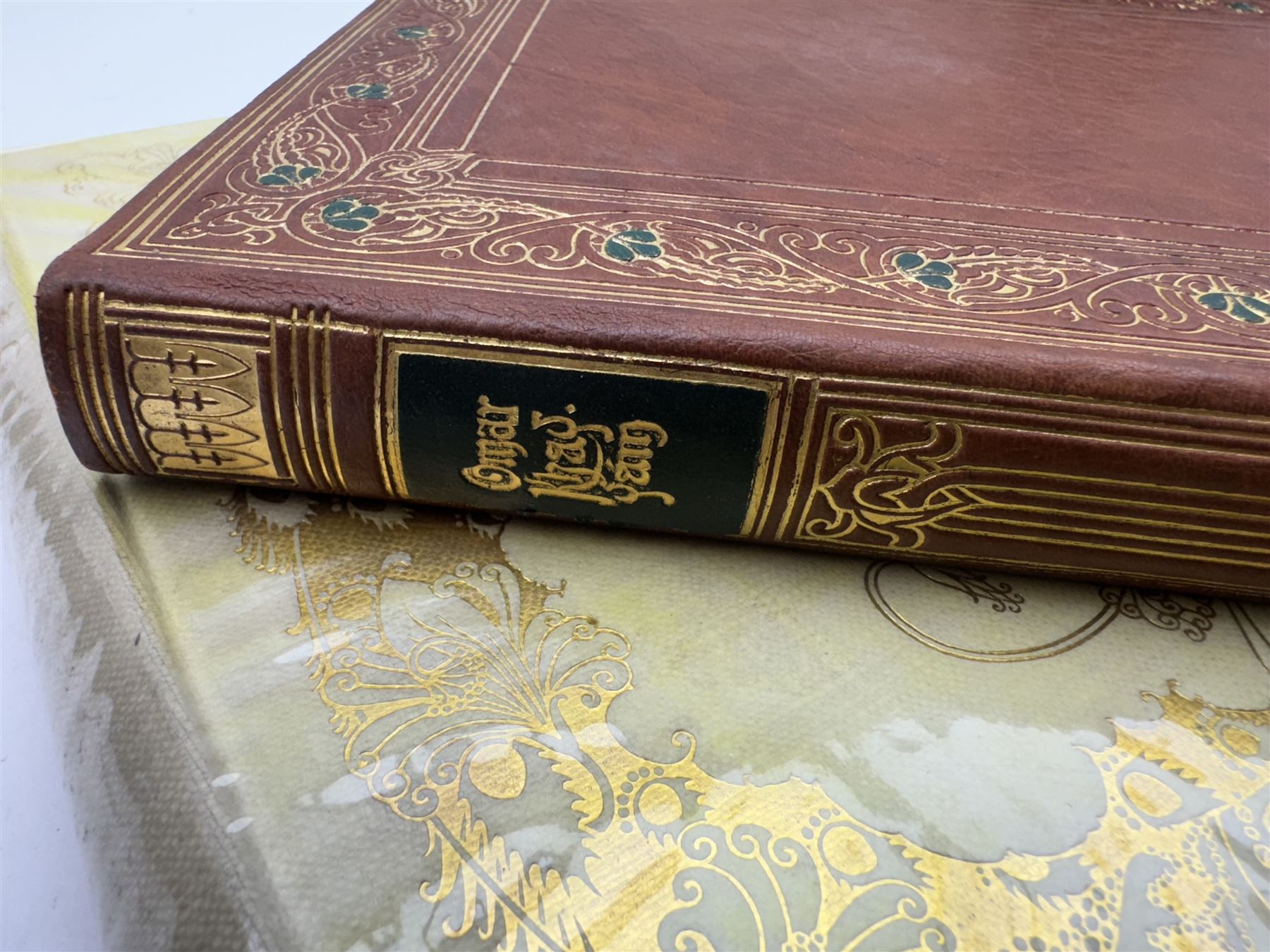 Rubaiyat of Omar Khayyam - two editions
Two editions of Fitzgerald, Edward (Translator) - 'Rubaiyat of Omar Khayyam', one with gilt leather coverer illustrated by Willy Pognay, the second illustrated by Edmund Dulac