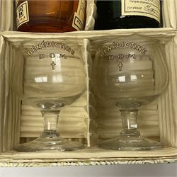 Dona Antonia Ferreira Personal Reserve port, commemorating the decommissioning of HMY Britannia, together with two miniature bottle of DOM B&B Benedictine with glasses, various contents and proof, boxed