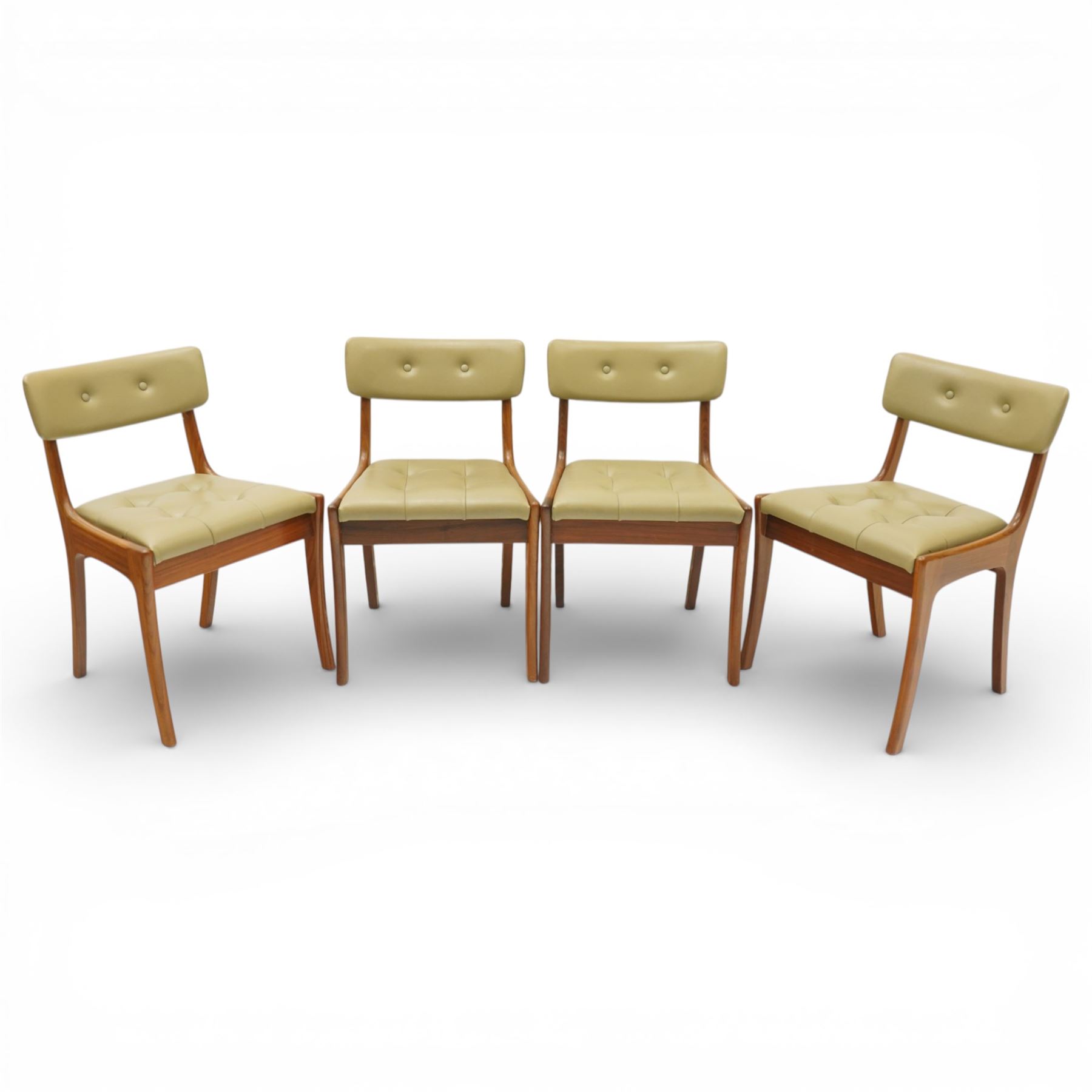 Vanson - Mid 20th century four leather dining chairs, button back and seat, on an shaped teak frame
