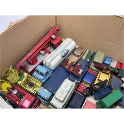 Corgi - over forty unboxed and playworn die-cast models including Simon Snorkel, Big Bedford Tractor Unit, Carrimore Mk.IV Transporter, Jeep FC-150,  Land Rover with pony trailer, James Bond Aston Martin DB5 etc; and quantity of other die-cast models by Lesney etc