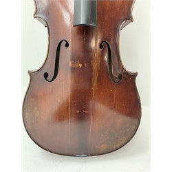  Mid-19th century German cello with 76cm two-piece maple back and ribs and spruce top, bears label Franz Janisch, Wein, VII Neubrugasse 184(?), 124cm overall, in modern soft carrying case   