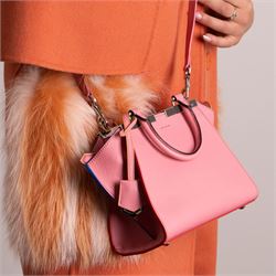Fendi - ‘3Jours’ Mini Bag, from the Resort 2016 collection, in Wanita pink calfskin leather with blue, red and lime green trimming and silver-tone hardware, with twin top handles and detachable shoulder or crossbody strap, unused with original dust bag