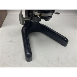 Four microscopes, including Cooke, Troughton & Simms no M467926, W Watson & Sons no 114758, W & J George & Beck Ltd no 36649 and one other 