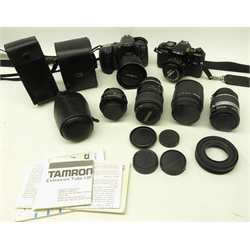  Minolta X-700 & Dynax 500si, Tamron SP 90mm 1:2.5 lens, Minolta AF zoom 28-80, Tamron AF 28-80mm, Minolta MD 50mm 1:2 & 50mm 1:1.7 with some instructions, flash unit etc   