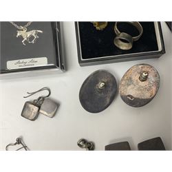 9ct gold heart signet ring, together with a collection of silver jewellery, including hoop earrings, stud earrings, rings, fob, necklaces, brooches etc and costume jewellery