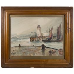 Walter Linsley Meegan (British 1859-1944): Scarborough Harbour, watercolour signed 35cm x 46cm 