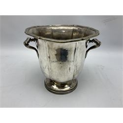 Silver plated Maple & Co champagne bucket with twin handles, H20cm