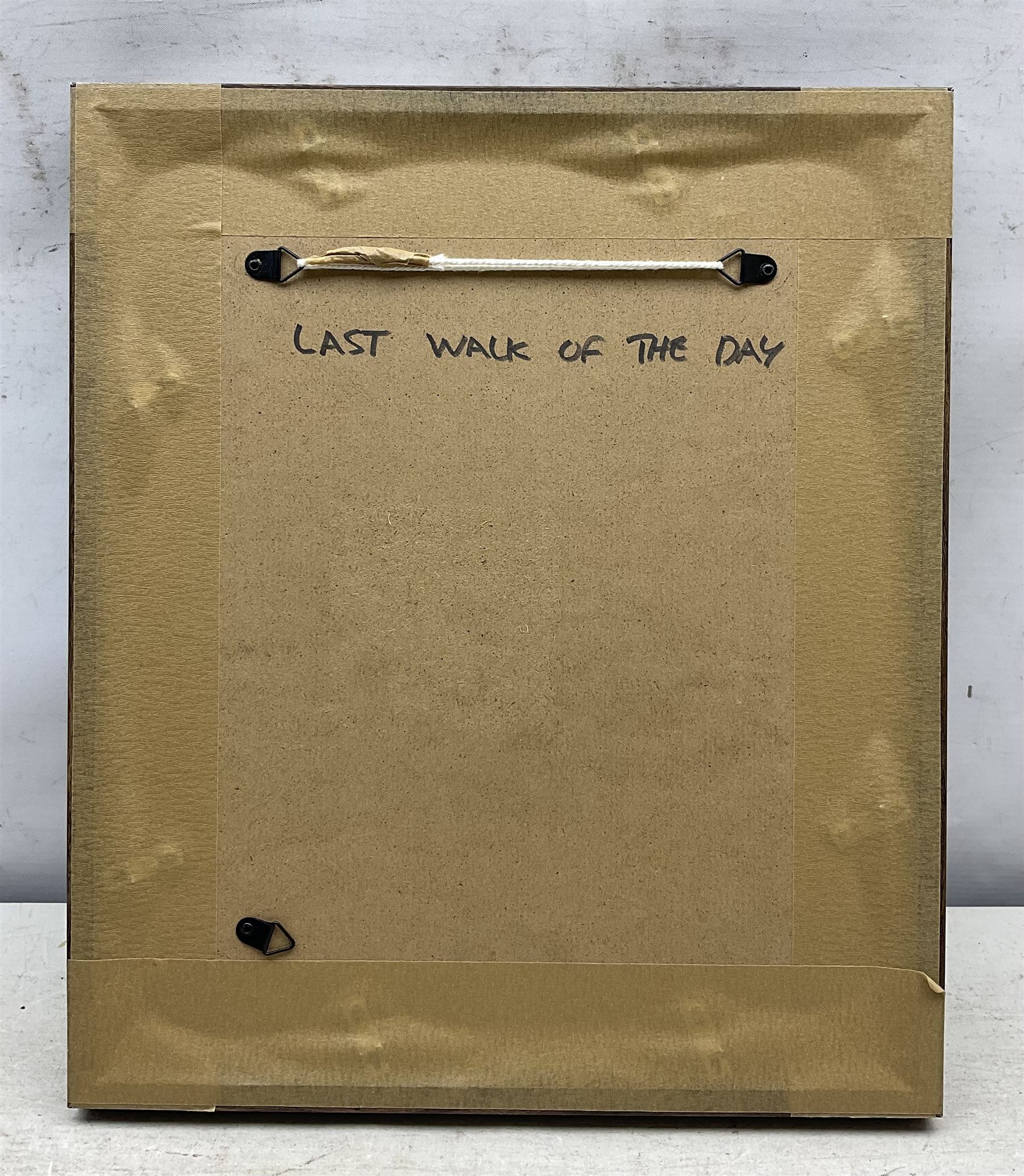 Gordon Barker (British 1960-): 'Last Walk of the Day', acrylic on paper signed, titled verso 24cm x 19cm 