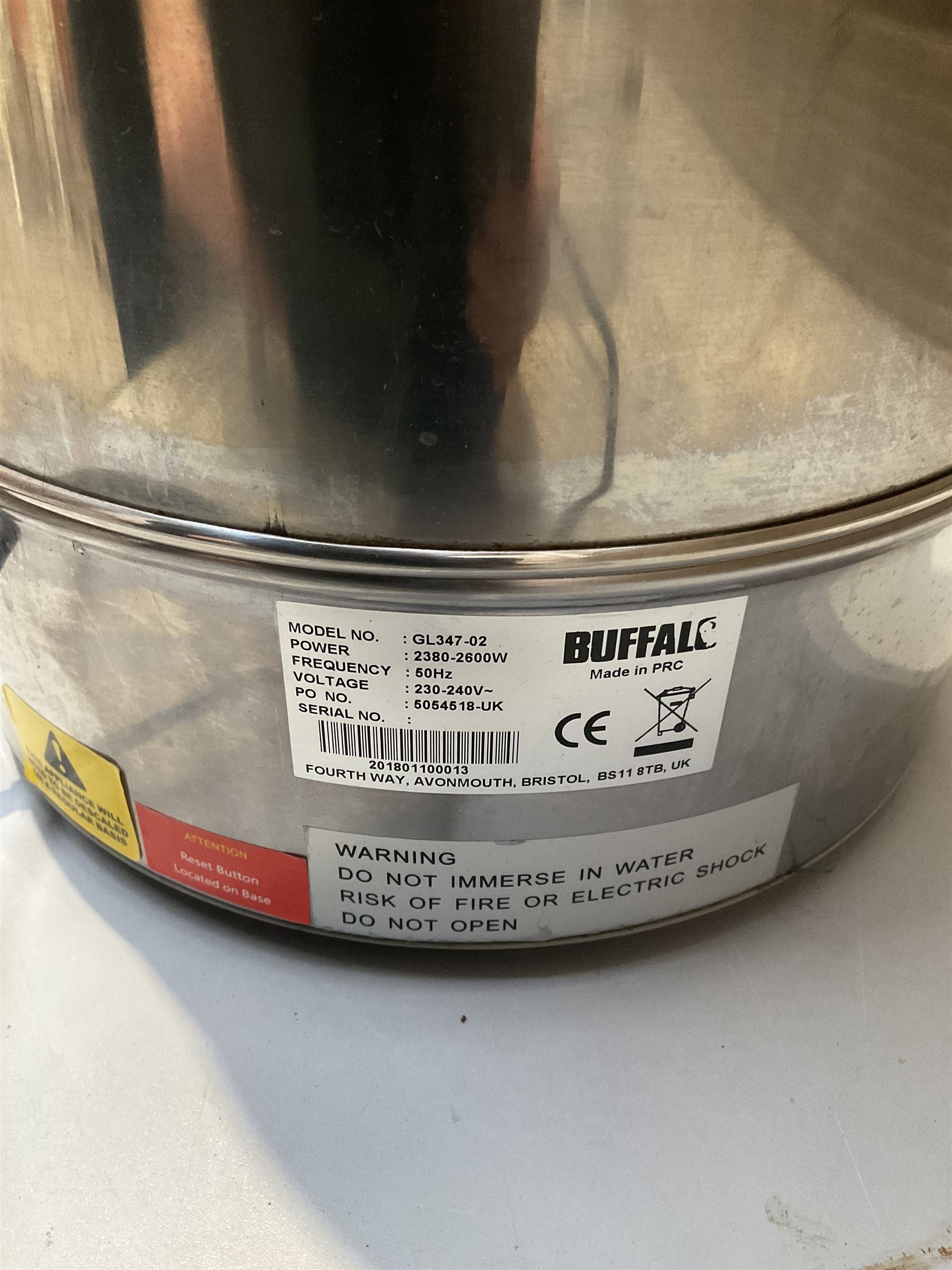 Buffalo GL347 Commercial hot water dispenser  - THIS LOT IS TO BE COLLECTED BY APPOINTMENT FROM DUGGLEBY STORAGE, GREAT HILL, EASTFIELD, SCARBOROUGH, YO11 3TX