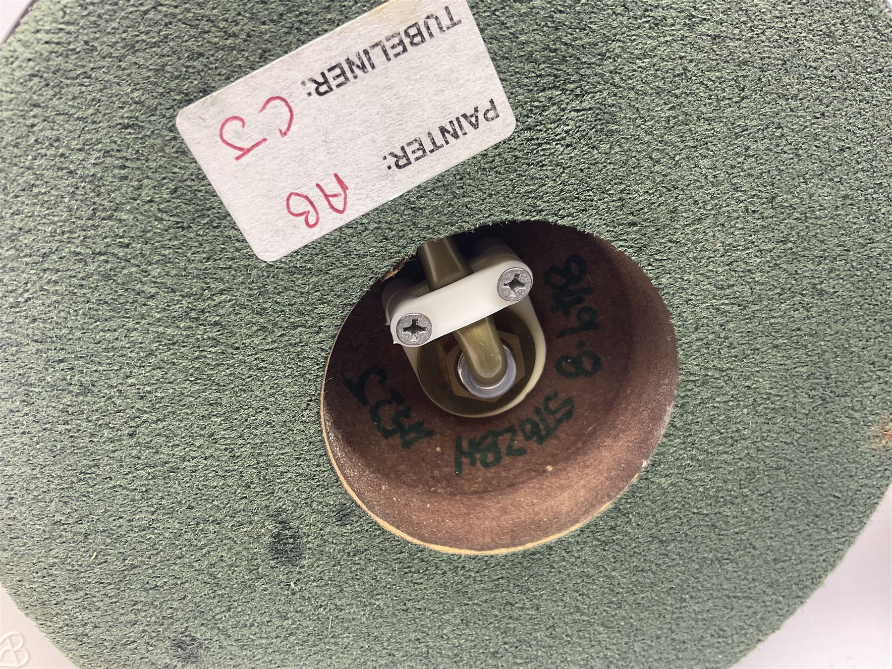 Pair of Moorcroft table lamps of candlestick form in magnolia pattern, with Moorcroft shades, H50cm 
