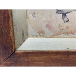 Ernest Dade (Staithes Group 1864-1934): Full length study of a Young Staithes Woman, watercolour signed 21cm x 15cm