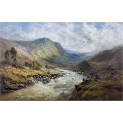 Alfred de Breanski Snr. RBA (British 1852-1928): 'A Mountain Pass', oil on canvas signed, titled verso 57cm x 88cm 
Provenance: private collection; with James Alder Fine Art, Hexham