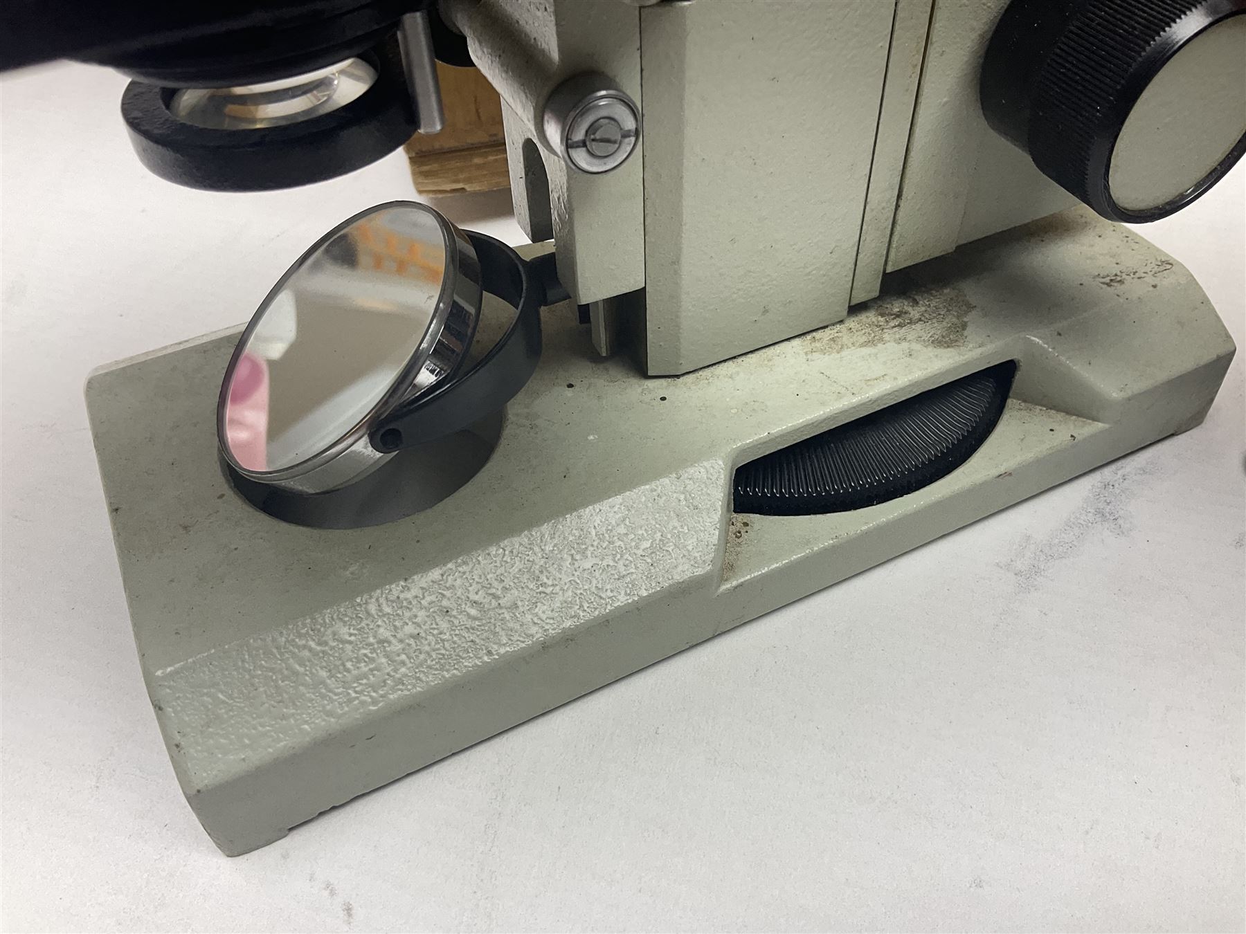 Four microscopes, comprising Nomo Biolam, RCS Zoo Lab 240, R Beck no 13756 and one other