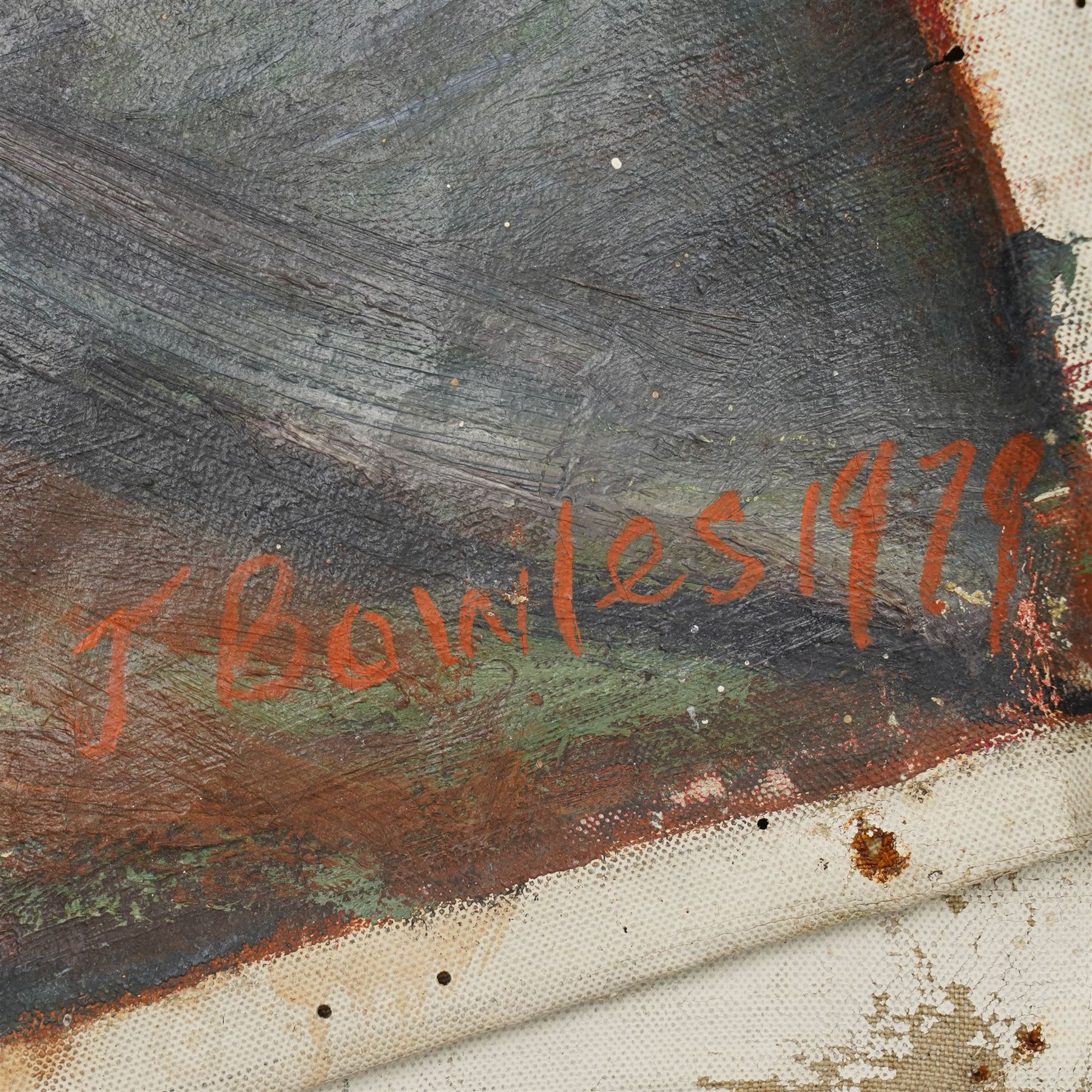 John Gilbey Bowles (British 1929-2011): 'A Girl Reading' - Interior Scene, oil on unstretched canvas signed and dated 1979,  inscribed verso 76cm x 63cm (unframed)