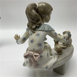 Two Lladro figure groups, Happy Anniversary no 6475 and Meal Time no 6109, largest H32cm