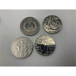 Seventeen Queen Elizabeth II United Kingdom five pound coins