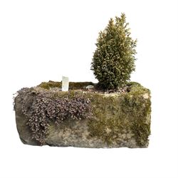 19th century hand hewn rectangular stone trough
