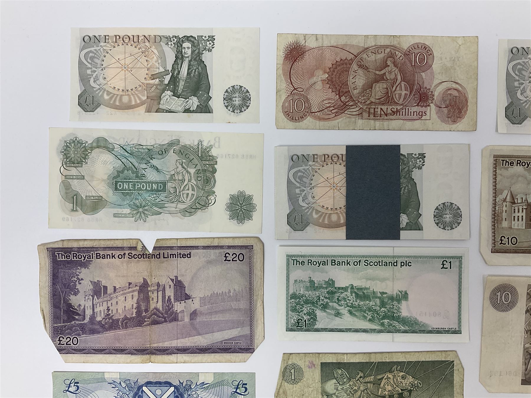 Banknotes including Bank of England Page Series D one pounds, other one pound notes, various The Royal Bank of Scotland Limited denominations, Clydesdale Bank Limited ten pounds 31st January 1979 ‘D/BD 060182’ etc 