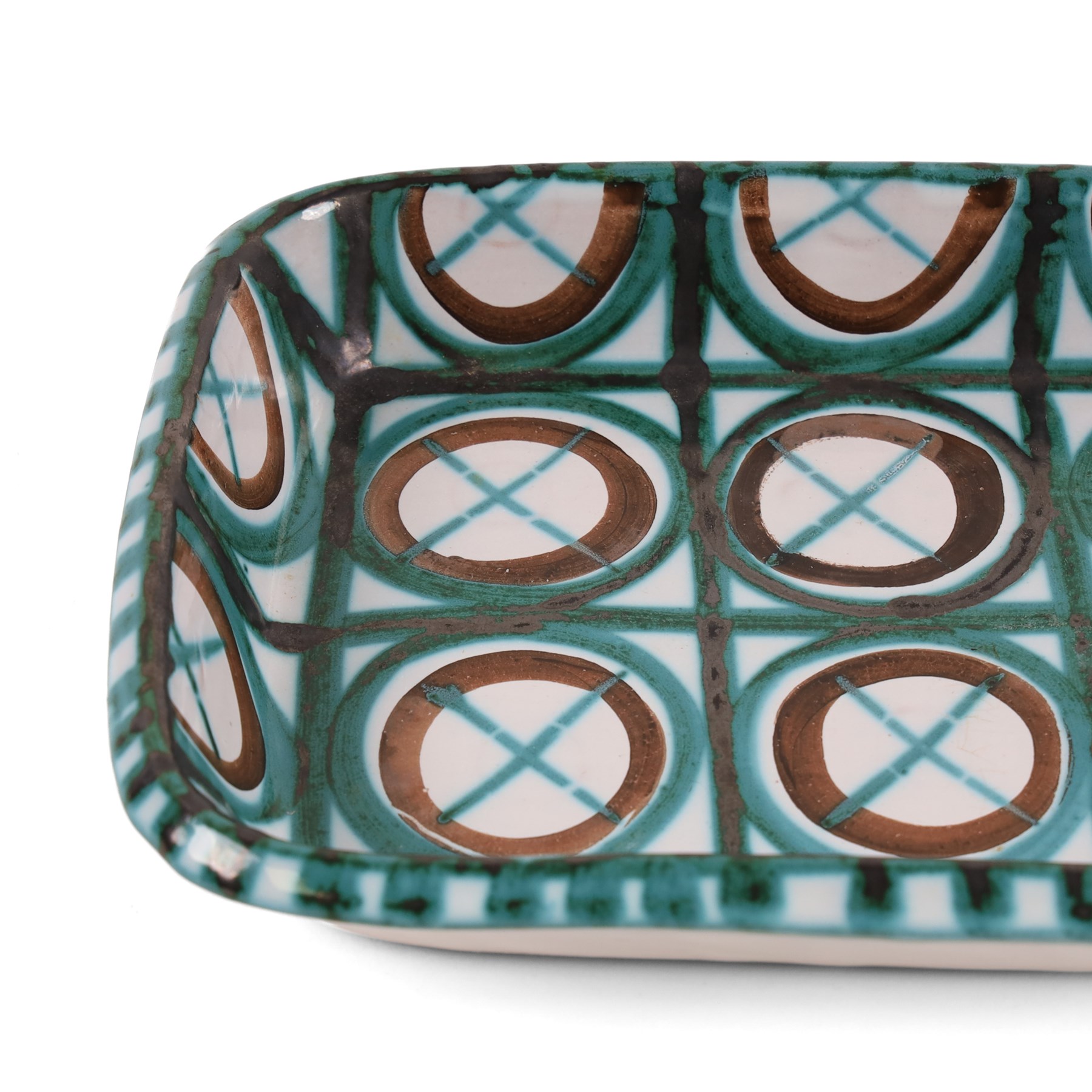 Robert Picault rectangular dish, Vert et Brun decoration, L24cm, D18cm