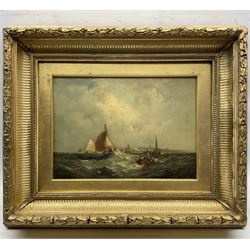 William Anslow Thornley (British fl.1858-1898): Leaving the Harbour in Heavy Seas, oil on canvas signed 'Thornbery' 24.5cm x 34.5cm 