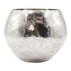 Modern Guild of Hull Silversmiths silver spot hammered bowl of spherical form, hallmarked J & K R, Birmingham 1990, also marked with the three crowns mark of the Guild of Hull Silversmiths, H 7.5cm, approximate weight 4.32 ozt (134.6 grams)

Abraham Barachin was the last Hull silversmith to use the Hull mark of three ducal coronets in around 1706. 
However in 1983 the Assay Offices of Great Britain and the City of Kingston upon Hull granted the Guild of Hull Silversmiths permission to use the City's Coat of Arms as an additional mark on pieces they produced. 