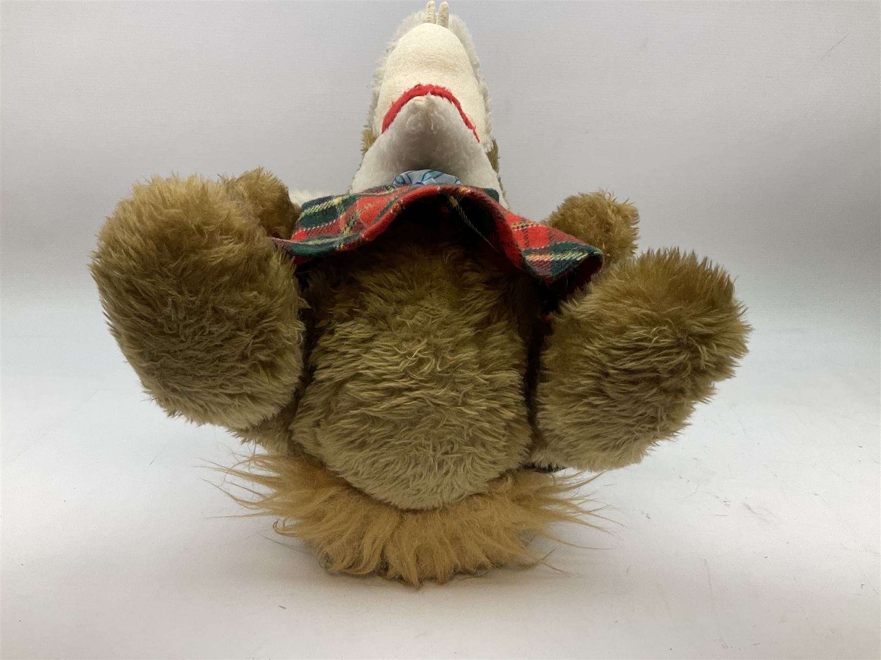 Vintage Basil Brush plush toy, in a tartan jacket together with a talking Basil Brush plush toy, tallest example H46cm
