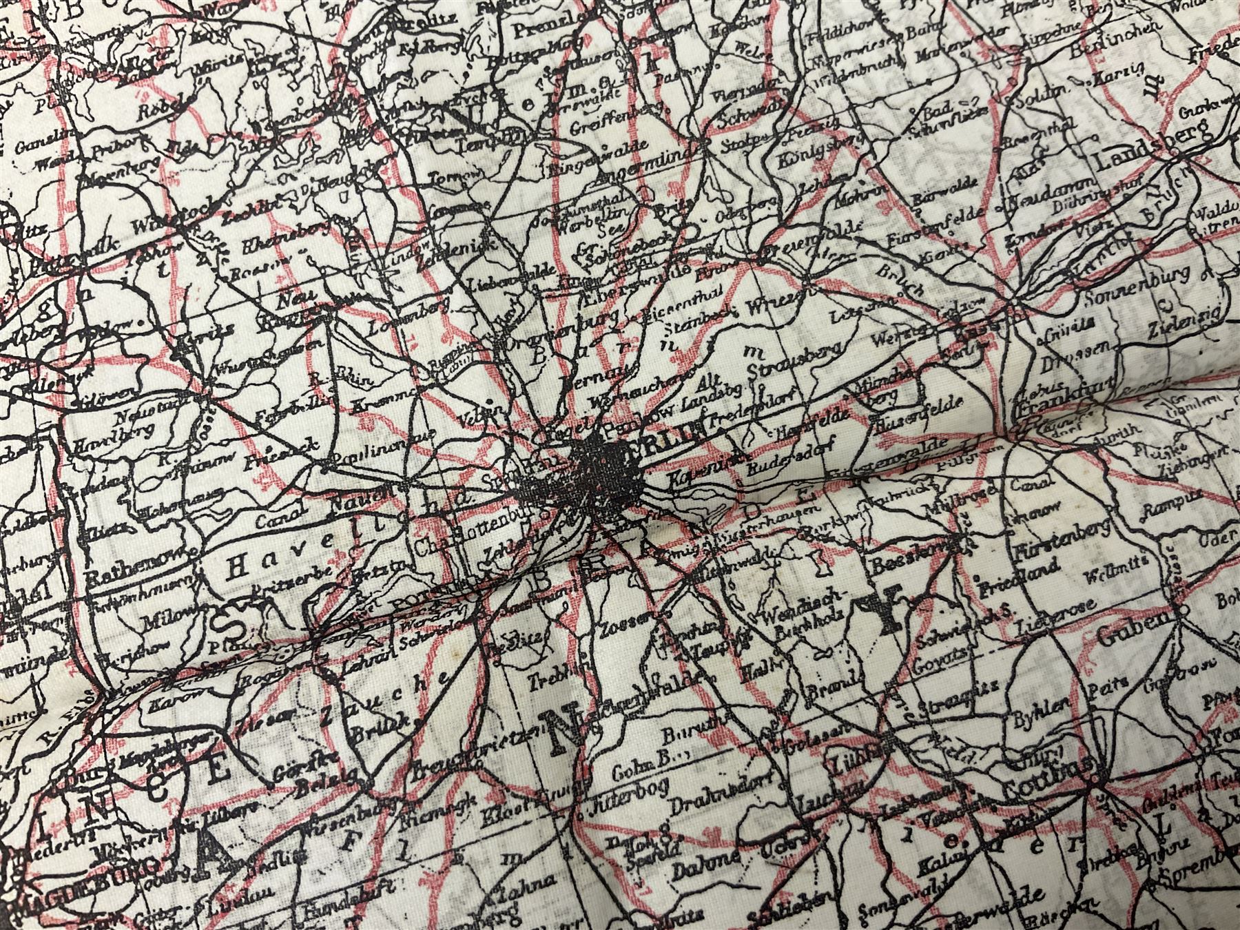 Two WW2 double sided silk escape and evade maps of Europe, comprising: Germany, Belgium, France, Holland, Spain etc,  in canvas envelope stamped Mark II