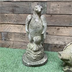 Cast stone pig and eagle garden ornaments  - THIS LOT IS TO BE COLLECTED BY APPOINTMENT FROM DUGGLEBY STORAGE, GREAT HILL, EASTFIELD, SCARBOROUGH, YO11 3TX