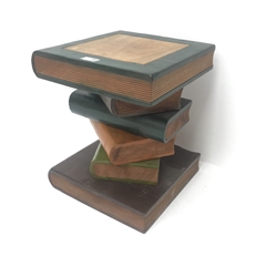  Lamp table in style of leather bound books, W34cm, H41cm, D35cm  