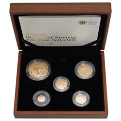 The Royal Mint United Kingdom 2012 Gold Proof Sovereign Five Coin Collection, in case with...