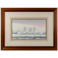 Chris Wade (British 1954-2008): 'Winter Evening - Bishopdale', mixed media signed, titled on label verso 21cm x 36cm