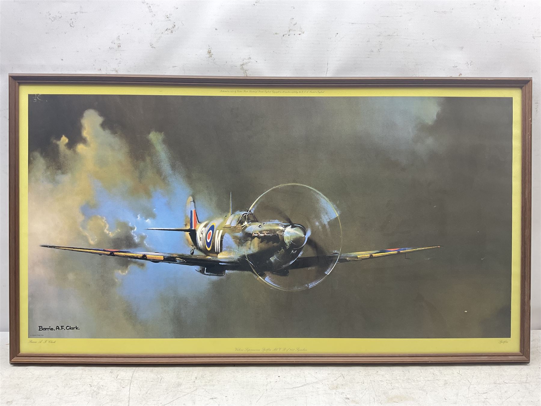 Collection of aviation prints, including Frank Wooton: Operation Desert Storm, signed in pencil; John Diamond: Tens, signed in pencil; Gerald Coulson: Lancaster Bomber; and Barrie AF Clark: Spitfire (4)