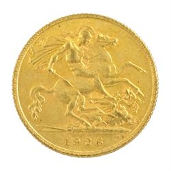 King George V 1926 gold half sovereign coin, Pretoria mint