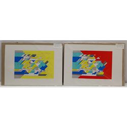 Geoffrey Harrop (British 1947-): 'Linear Form III & V' and 'Sunshine Through the Rain II & III', two pairs limited edition digital giclée prints signed and titled in pencil 21cm x 30cm (4) (unframed)