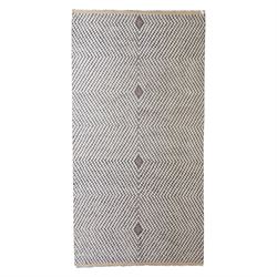 Contemporary Beni Ourain style wool rug, woven with a cream field and dark brown geometric...
