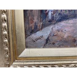 Andrew Colley (Staithes Group 1859-1910): Street in 'Paris', oil on panel signed, indistinctly titled verso 22cm x 13cm