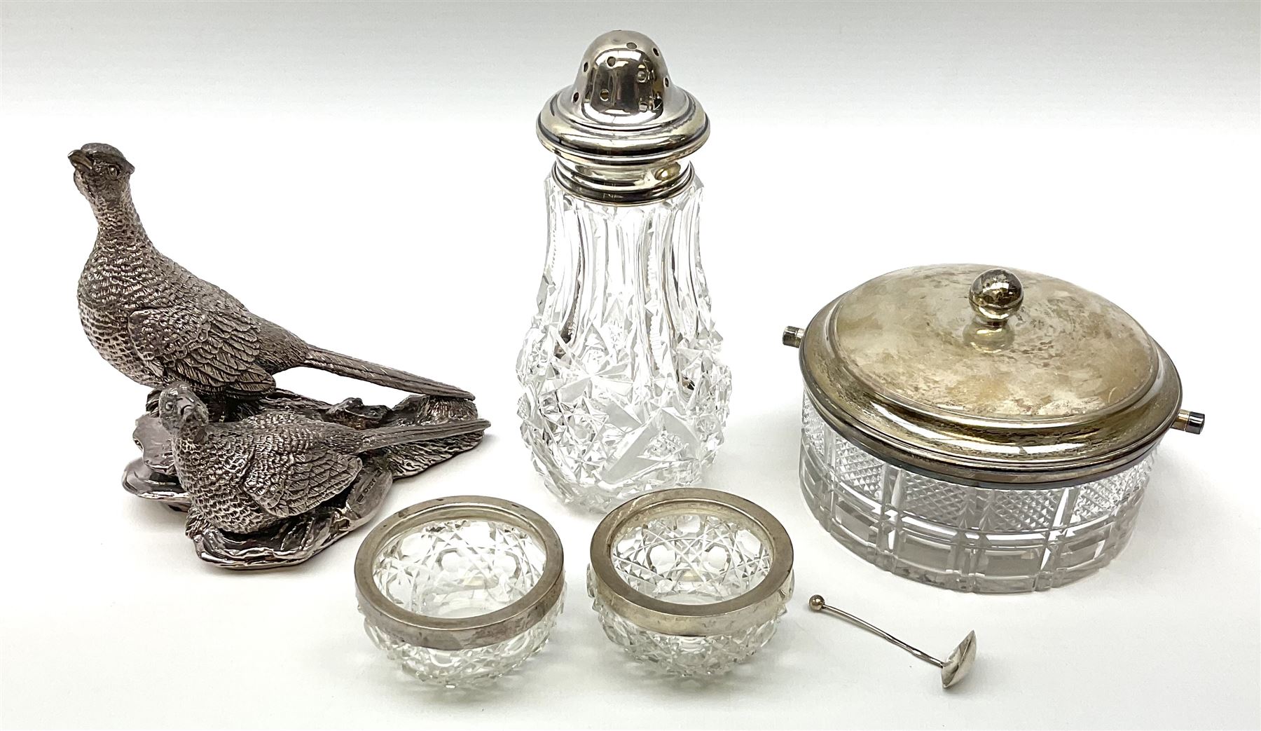 Contemporary filled silver ornament in the form of a cock and hen 